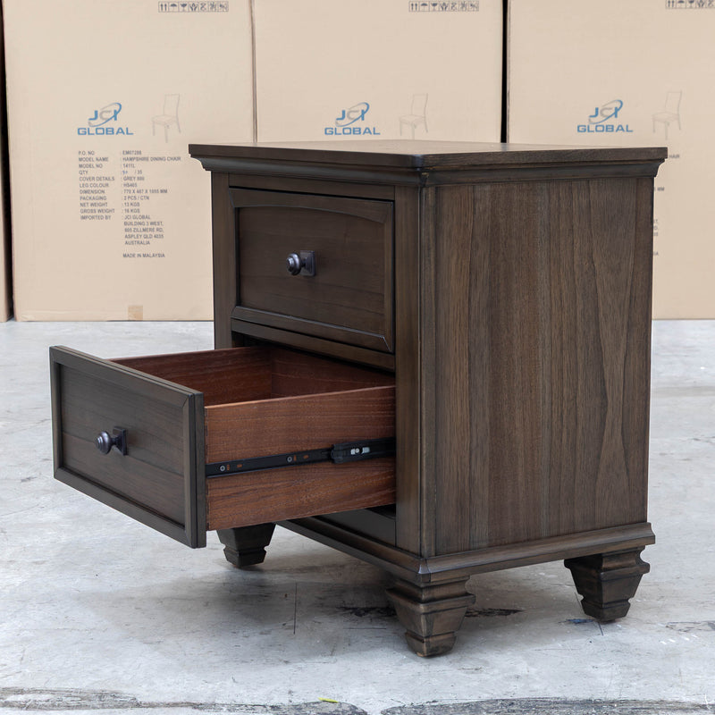 Library Two Drawer Bedside - Grey Oak