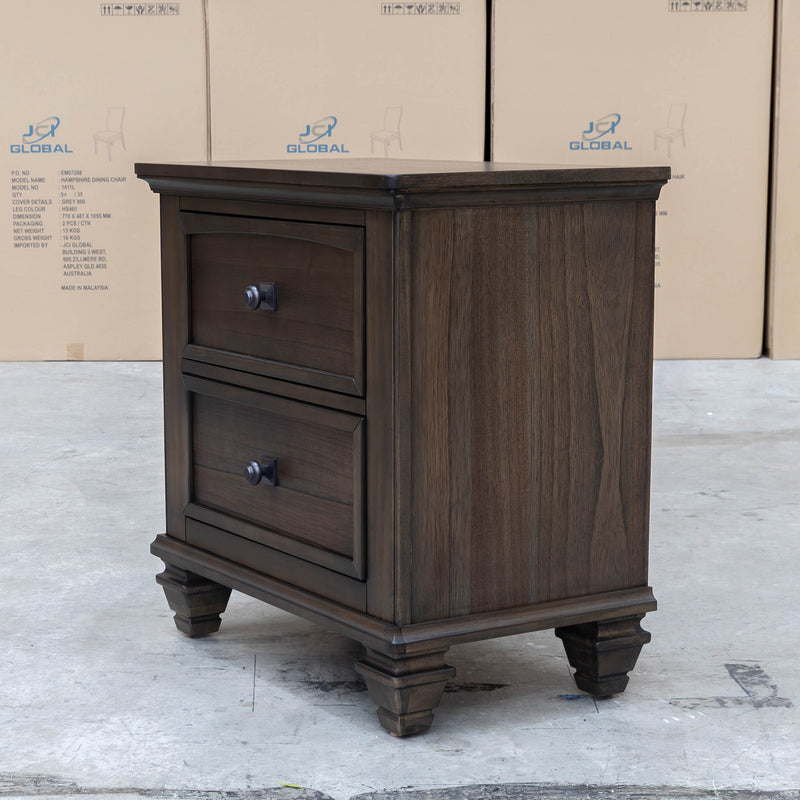 Library Two Drawer Bedside - Grey Oak