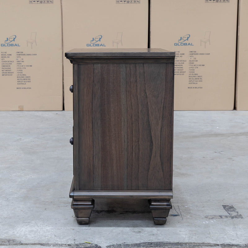 Library Two Drawer Bedside - Grey Oak