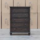 Library Five Drawer Tallboy - Grey Oak