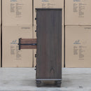 The Library Five Drawer Tallboy - Grey Oak available to purchase from Warehouse Furniture Clearance at our next sale event.