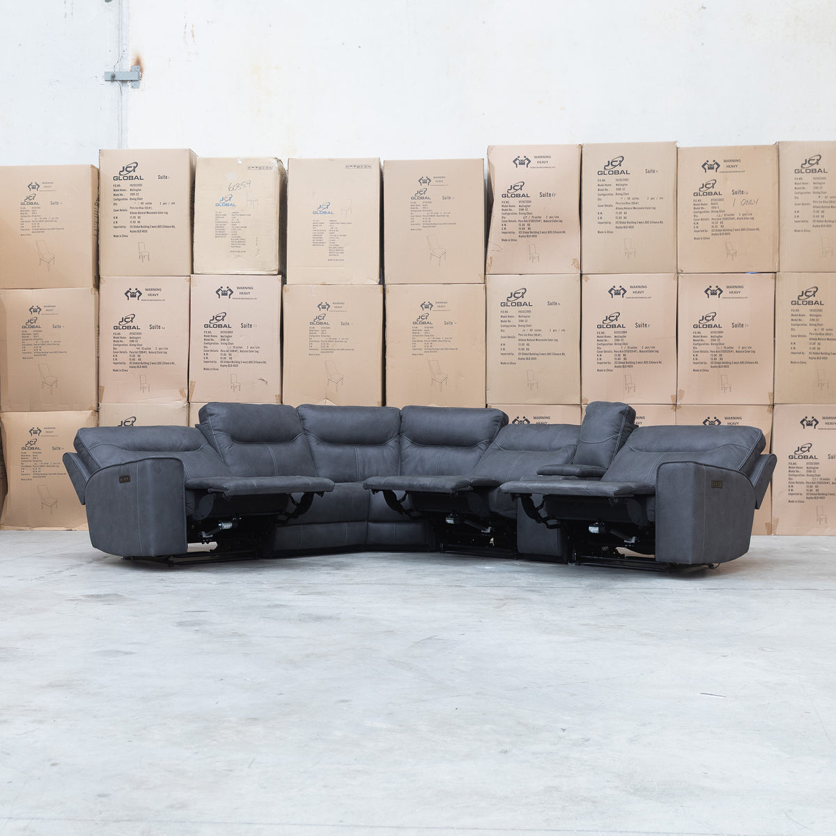 The Rottnest Modular Electric Corner Lounge - Grey available to purchase from Warehouse Furniture Clearance at our next sale event.