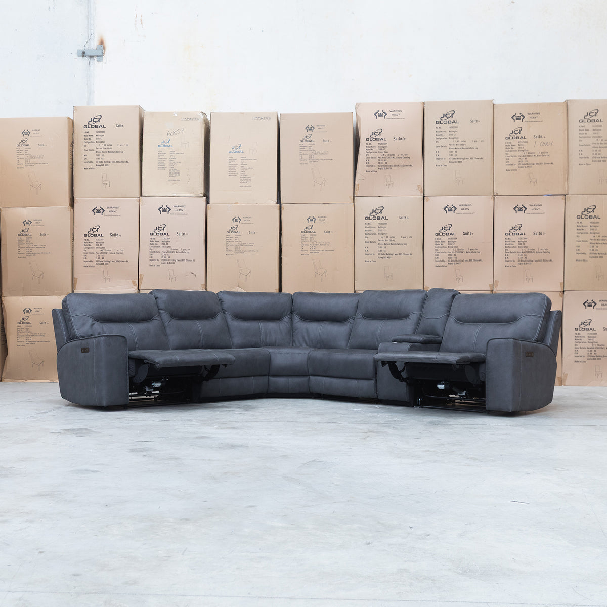 The Rottnest Modular Electric Corner Lounge - Grey available to purchase from Warehouse Furniture Clearance at our next sale event.