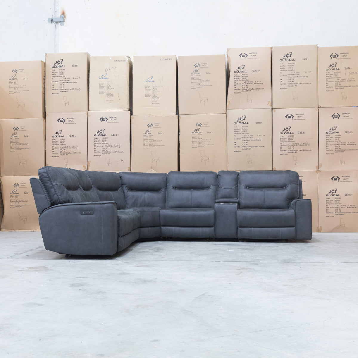 The Rottnest Modular Electric Corner Lounge - Grey available to purchase from Warehouse Furniture Clearance at our next sale event.