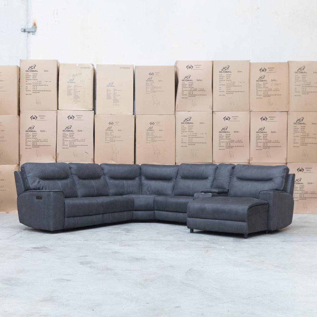 The Rottnest Modular Electric Corner Chaise Lounge - Grey available to purchase from Warehouse Furniture Clearance at our next sale event.