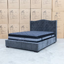 The Avian Queen Fabric Bed – Charcoal available to purchase from Warehouse Furniture Clearance at our next sale event.