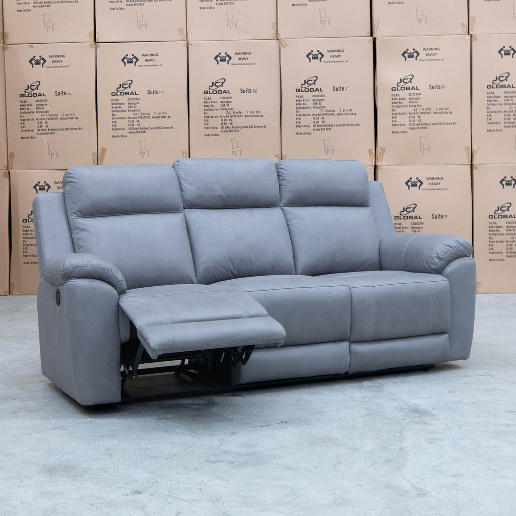 The Bari Three Seat Recliner Lounge - Ash available to purchase from Warehouse Furniture Clearance at our next sale event.