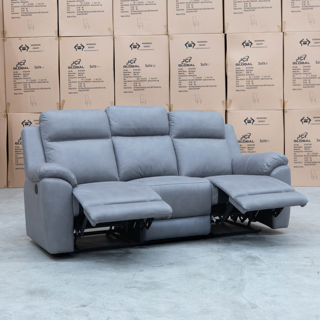 The Bari Three Seat Recliner Lounge - Ash available to purchase from Warehouse Furniture Clearance at our next sale event.