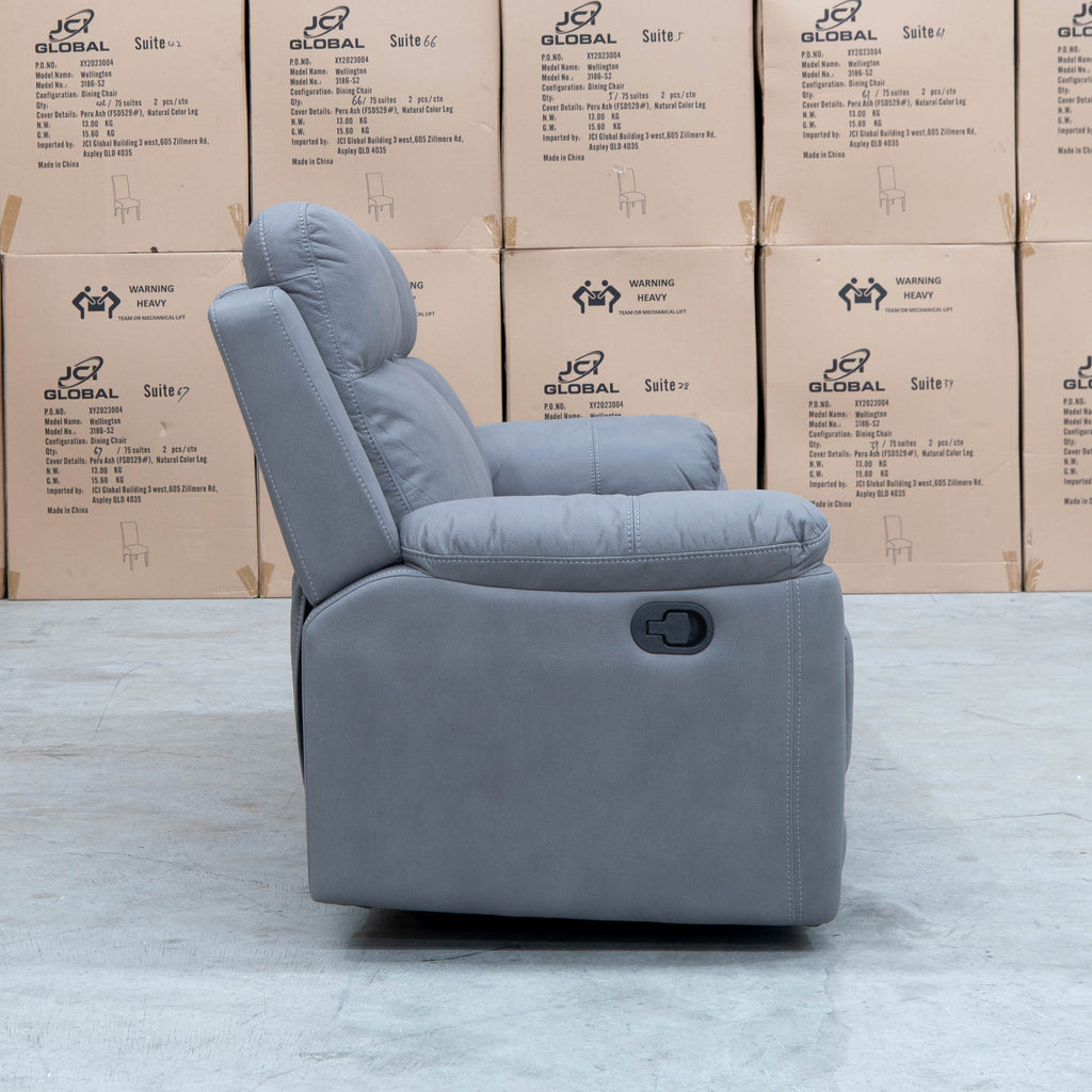 The Bari Three Seat Recliner Lounge - Ash available to purchase from Warehouse Furniture Clearance at our next sale event.