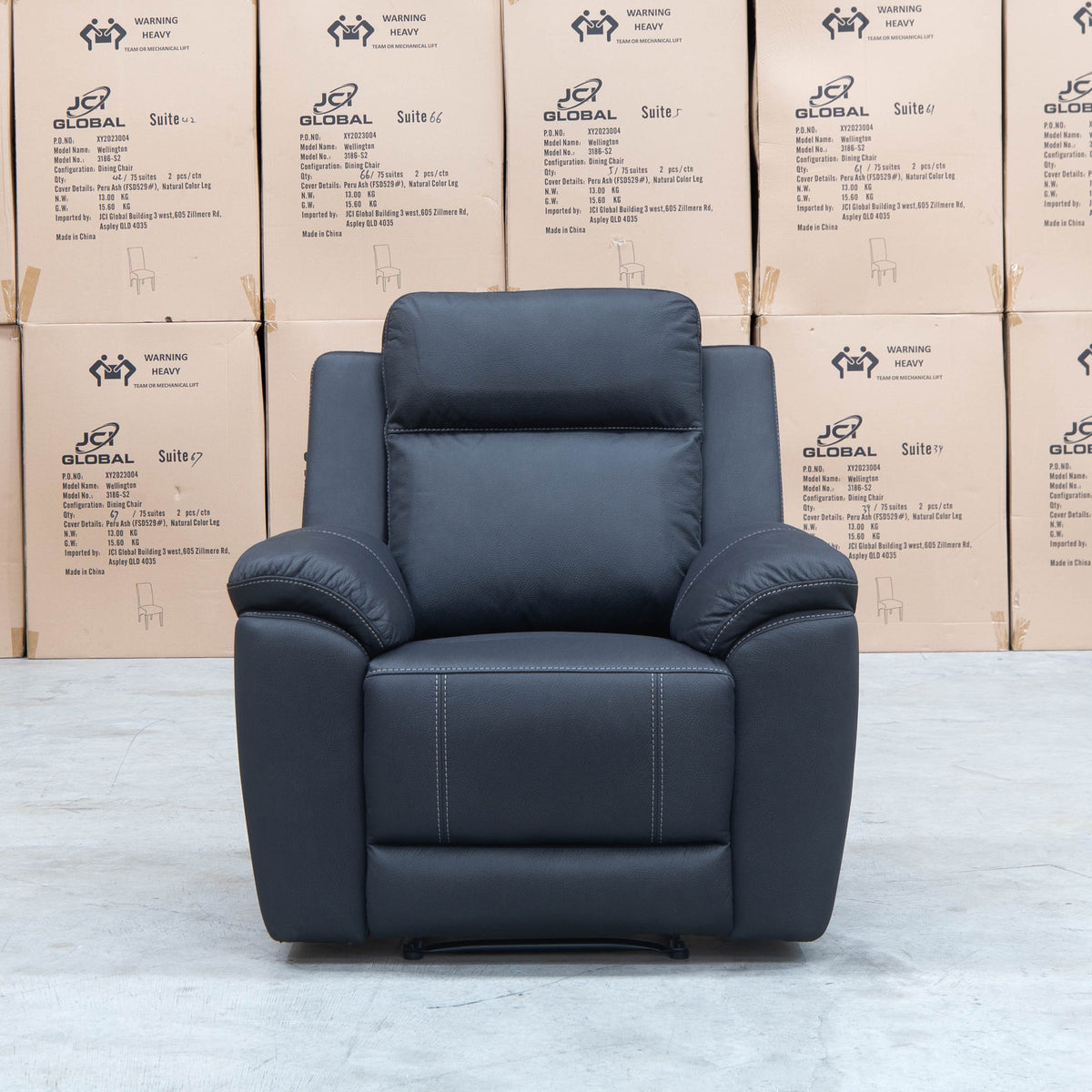 The Bari Single Recliner - Jet available to purchase from Warehouse Furniture Clearance at our next sale event.