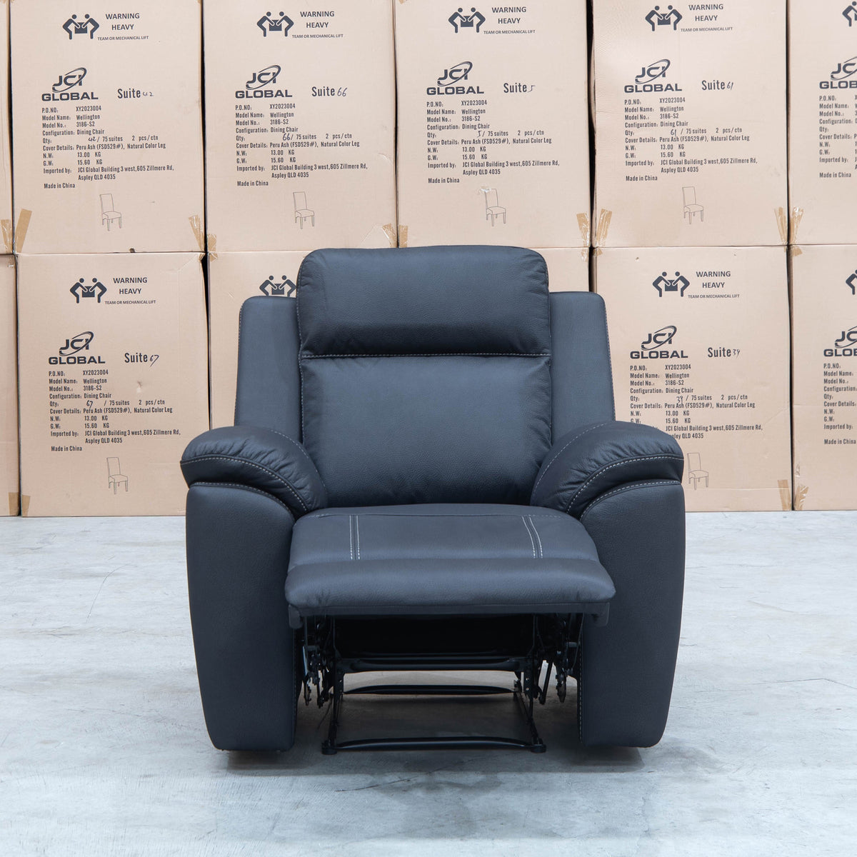 The Bari Single Recliner - Jet available to purchase from Warehouse Furniture Clearance at our next sale event.