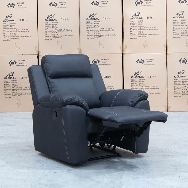 The Bari Single Recliner - Jet available to purchase from Warehouse Furniture Clearance at our next sale event.