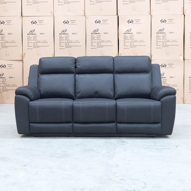 The Bari Three Seater Recliner Lounge - Jet available to purchase from Warehouse Furniture Clearance at our next sale event.