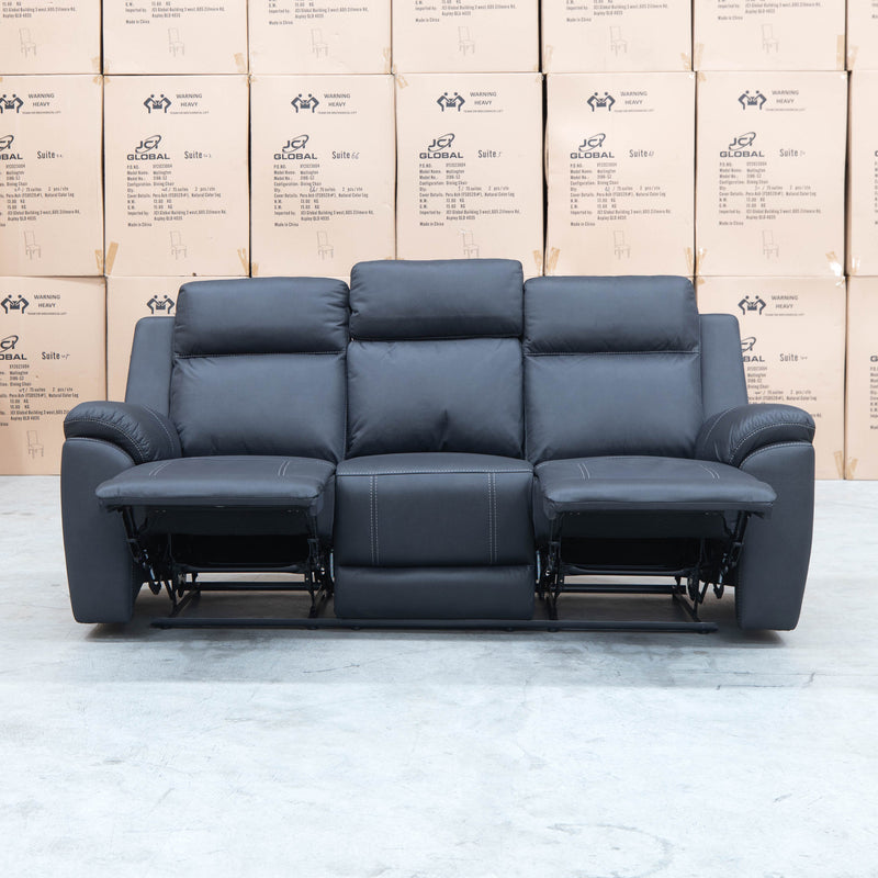 The Bari Three Seater Recliner Lounge - Jet available to purchase from Warehouse Furniture Clearance at our next sale event.