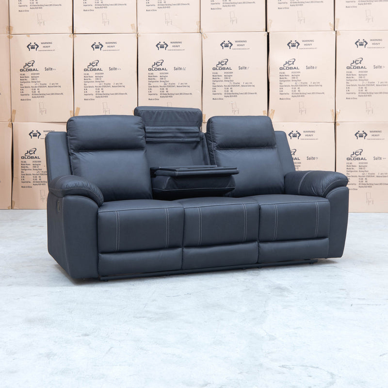 The Bari Three Seater Recliner Lounge - Jet available to purchase from Warehouse Furniture Clearance at our next sale event.