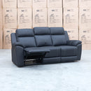 The Bari Three Seater Recliner Lounge - Jet available to purchase from Warehouse Furniture Clearance at our next sale event.