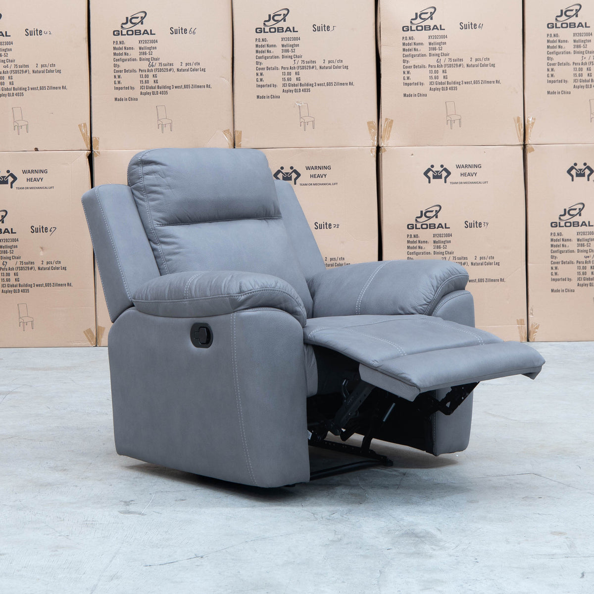 The Bari Single Recliner - Ash available to purchase from Warehouse Furniture Clearance at our next sale event.