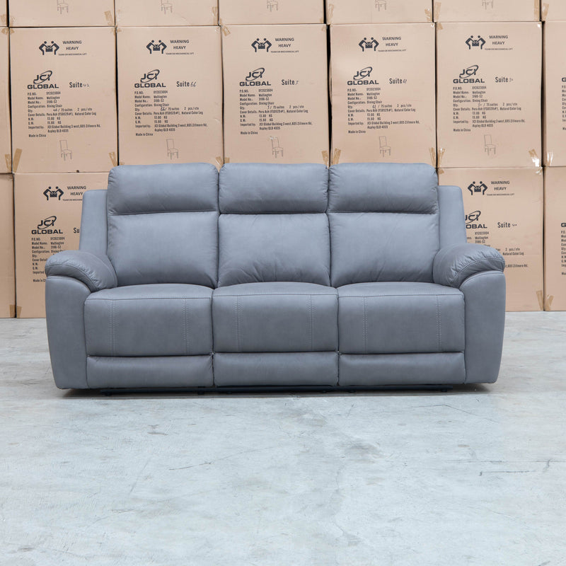 The Bari Three Seater Recliner Lounge - Ash available to purchase from Warehouse Furniture Clearance at our next sale event.