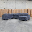 The Ashton Modular Corner Chaise Lounge with Sofa Bed - Licorice available to purchase from Warehouse Furniture Clearance at our next sale event.