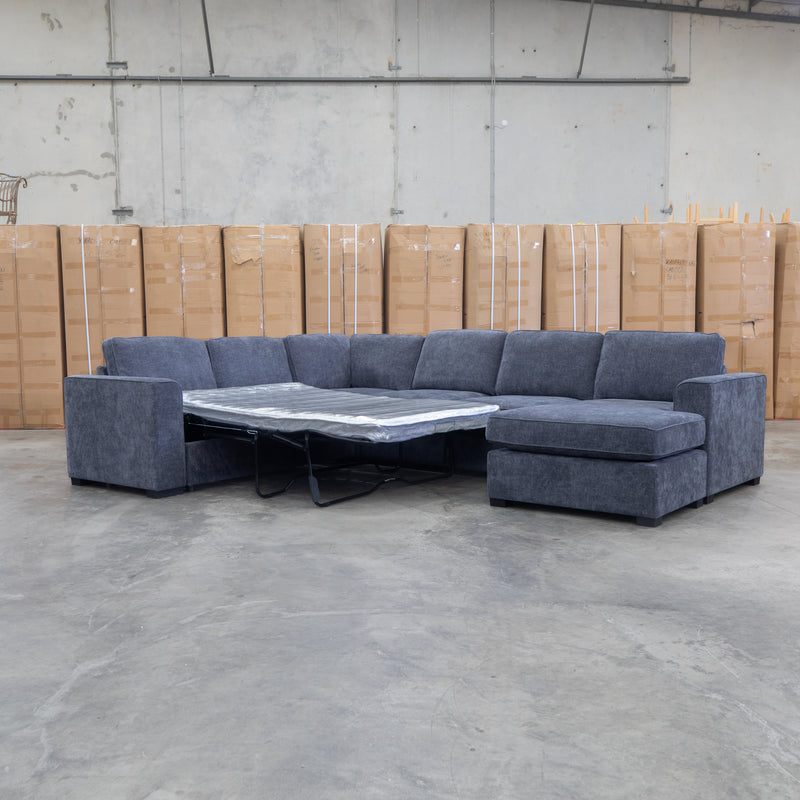 The Ashton Modular Corner Chaise Lounge with Sofa Bed - Licorice