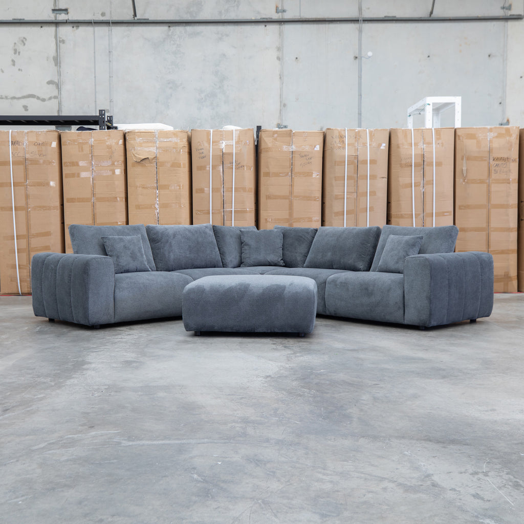 The Tribeca Fabric Ottoman - Charcoal - PRE ORDER Available After 15th November available to purchase from Warehouse Furniture Clearance at our next sale event.