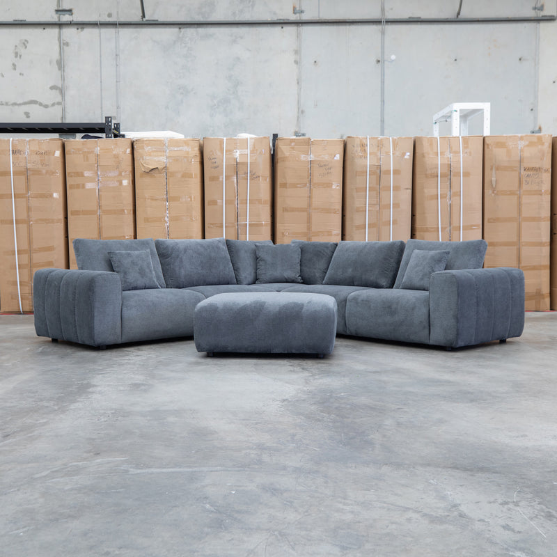 The Tribeca Fabric Ottoman - Charcoal