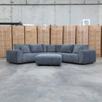 The Tribeca Fabric Corner Lounge - Charcoal - PRE ORDER Available after 15th November available to purchase from Warehouse Furniture Clearance at our next sale event.