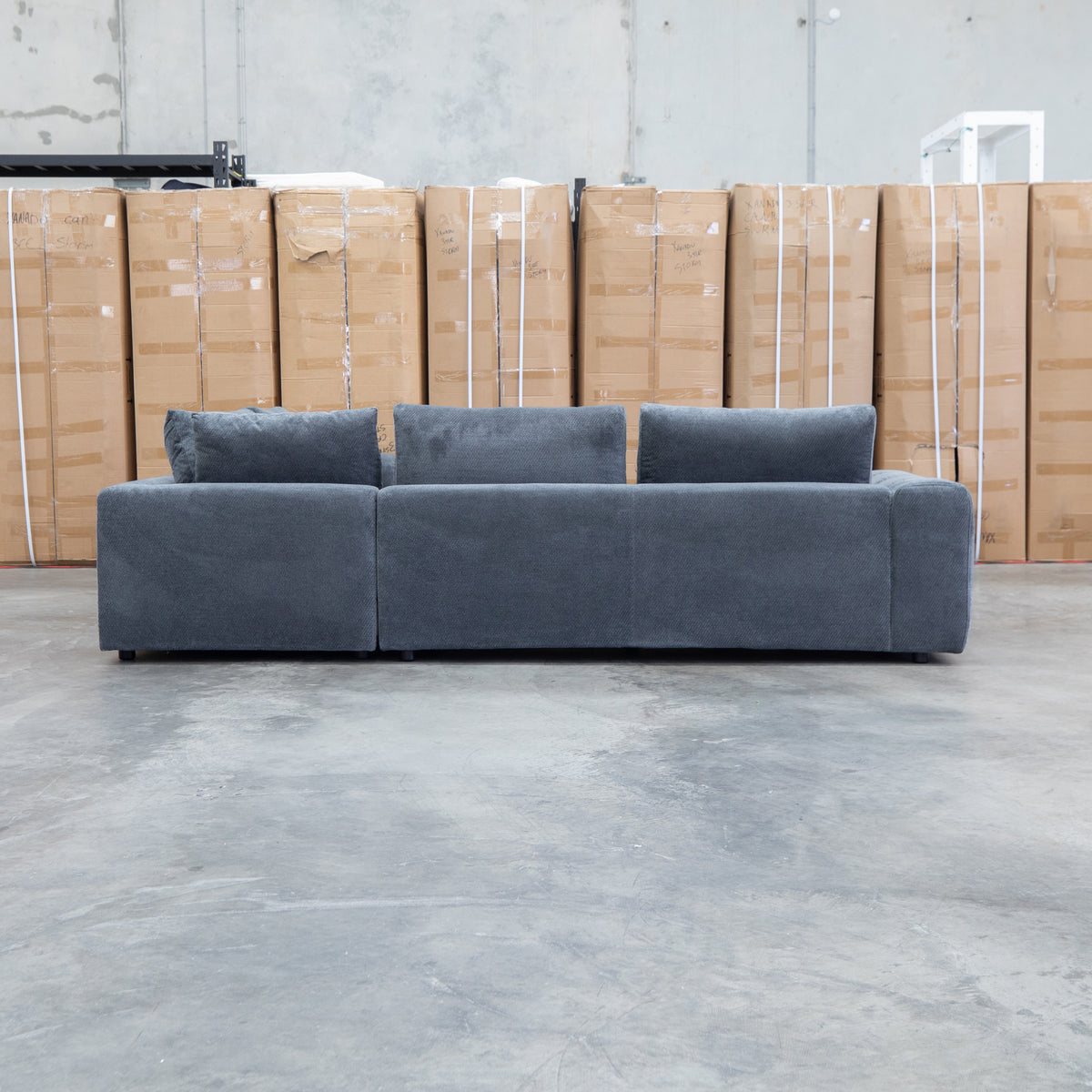 The Tribeca Fabric Corner Lounge - Charcoal - PRE ORDER Available after 15th November available to purchase from Warehouse Furniture Clearance at our next sale event.