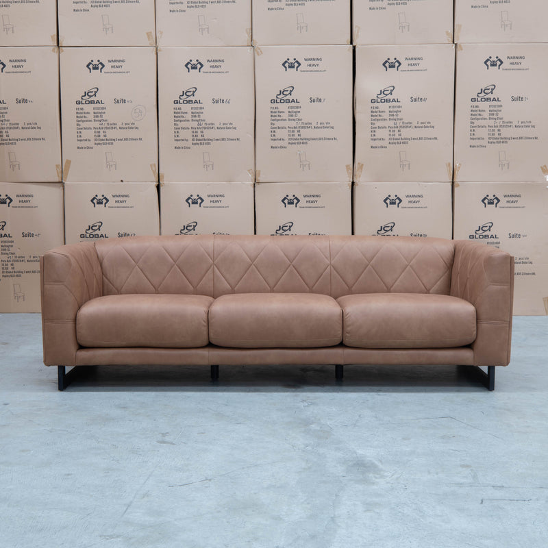 The Santosa Three Seat Fabric Sofa - Tan available to purchase from Warehouse Furniture Clearance at our next sale event.