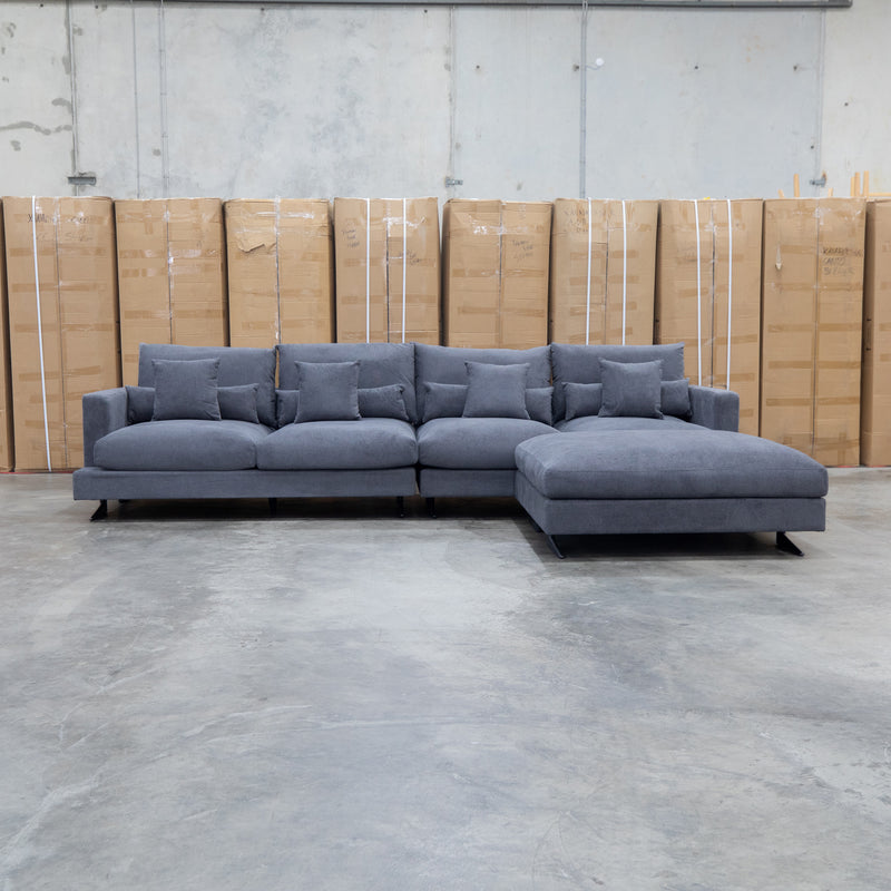 The Melbourne Deep Seat Feather & Foam Modular Corner Lounge - Obsidian