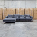 The Melbourne Deep Seat Feather & Foam Modular Corner Lounge - Obsidian available to purchase from Warehouse Furniture Clearance at our next sale event.