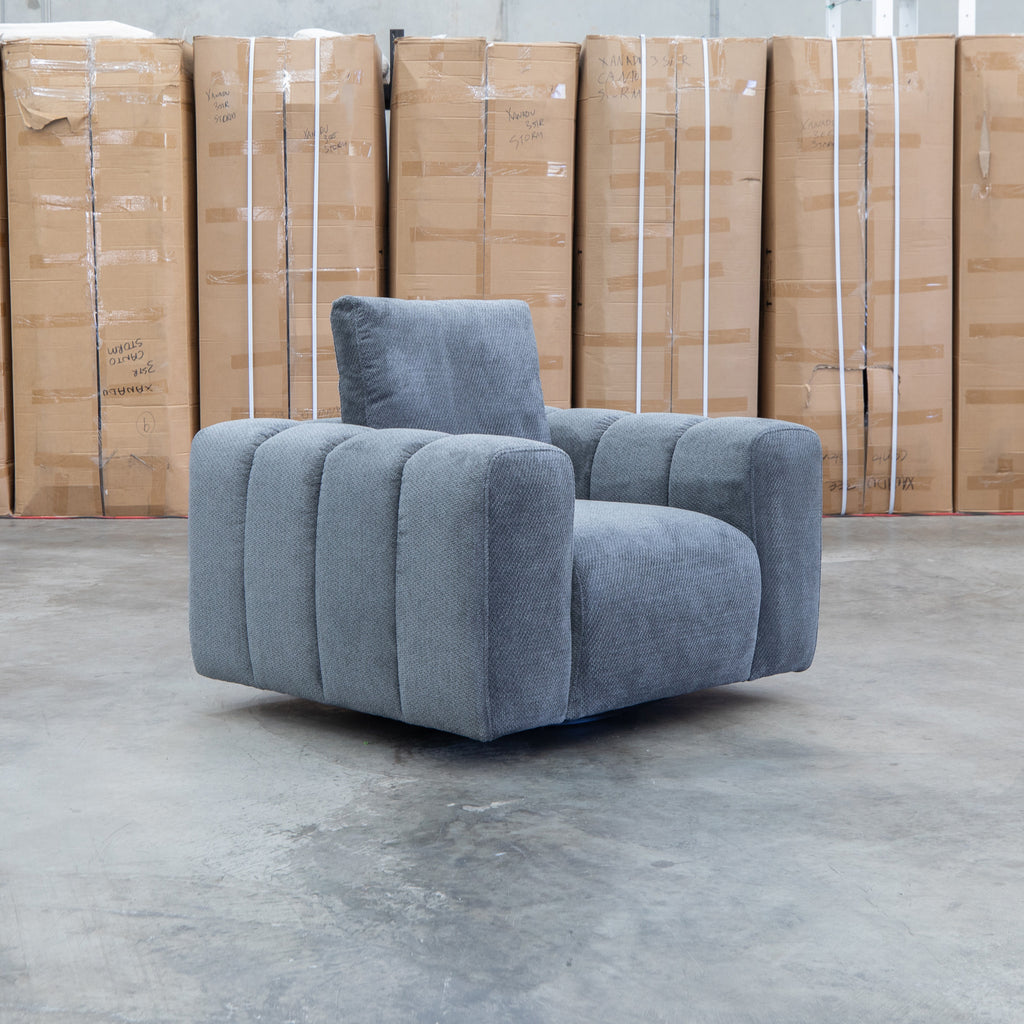 The Tribeca Fabric Swivel Chair - Charcoal - PRE ORDER Available After 15th November available to purchase from Warehouse Furniture Clearance at our next sale event.