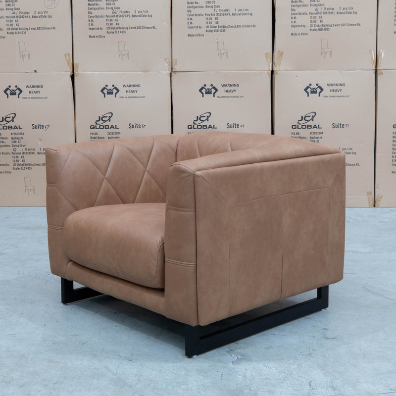 The Santosa Fabric Armchair - Tan available to purchase from Warehouse Furniture Clearance at our next sale event.