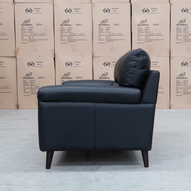 The Sabino Leather Three Seater Sofa - Jet Black available to purchase from Warehouse Furniture Clearance at our next sale event.