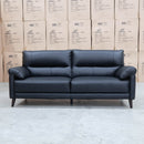 The Sabino Leather Three Seater Sofa - Jet Black available to purchase from Warehouse Furniture Clearance at our next sale event.