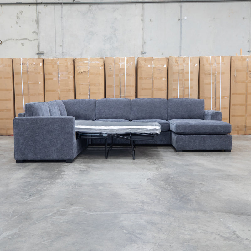 The Ashton Modular Corner Chaise Lounge with Sofa Bed - Licorice
