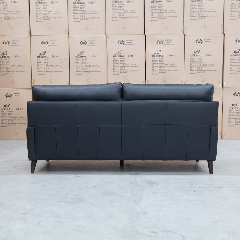 The Sabino Leather Three Seater Sofa - Jet Black available to purchase from Warehouse Furniture Clearance at our next sale event.