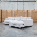 The Melbourne Deep Seat Feather & Foam RHF Chaise Lounge - Biscuit available to purchase from Warehouse Furniture Clearance at our next sale event.