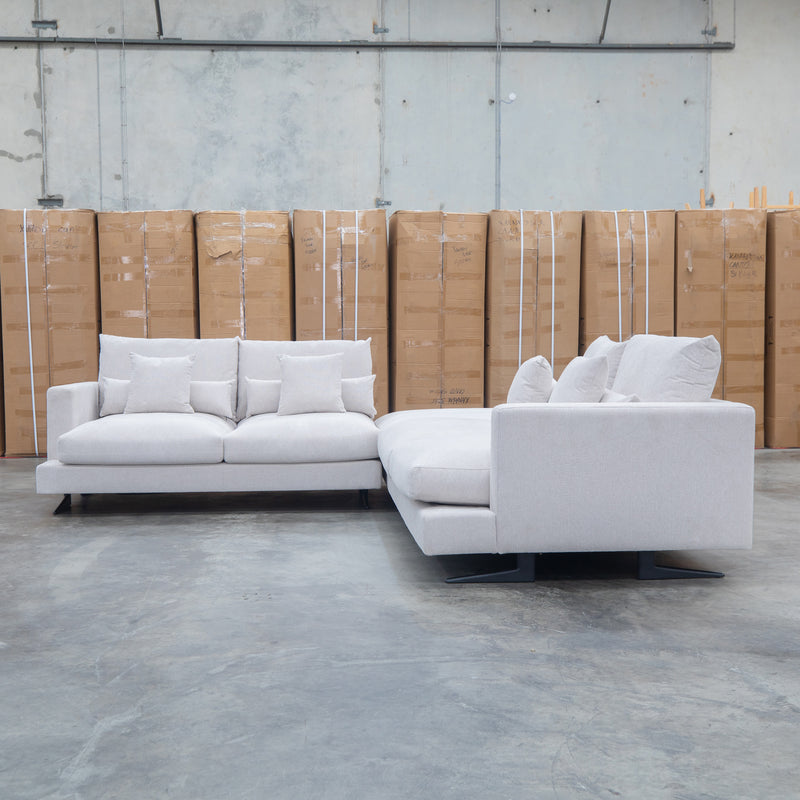 The Melbourne Deep Seat Feather & Foam Modular Corner Lounge - Biscuit