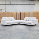 The Melbourne Deep Seat Feather & Foam Modular Corner Lounge - Biscuit available to purchase from Warehouse Furniture Clearance at our next sale event.