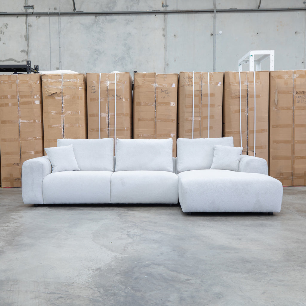The Tribeca Three Seat RHF Chaise Lounge - Oat - PRE ORDER Available after 15th November available to purchase from Warehouse Furniture Clearance at our next sale event.