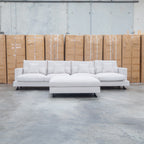 The Melbourne Deep Seat Feather & Foam Modular Corner Lounge - Biscuit available to purchase from Warehouse Furniture Clearance at our next sale event.