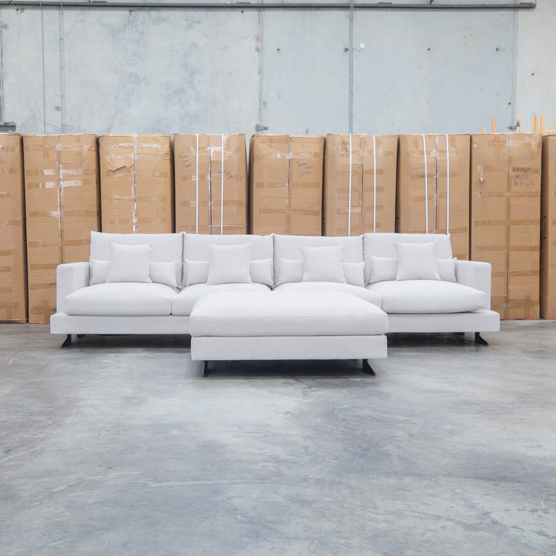 The Melbourne Deep Seat Feather & Foam Modular Corner Lounge - Biscuit