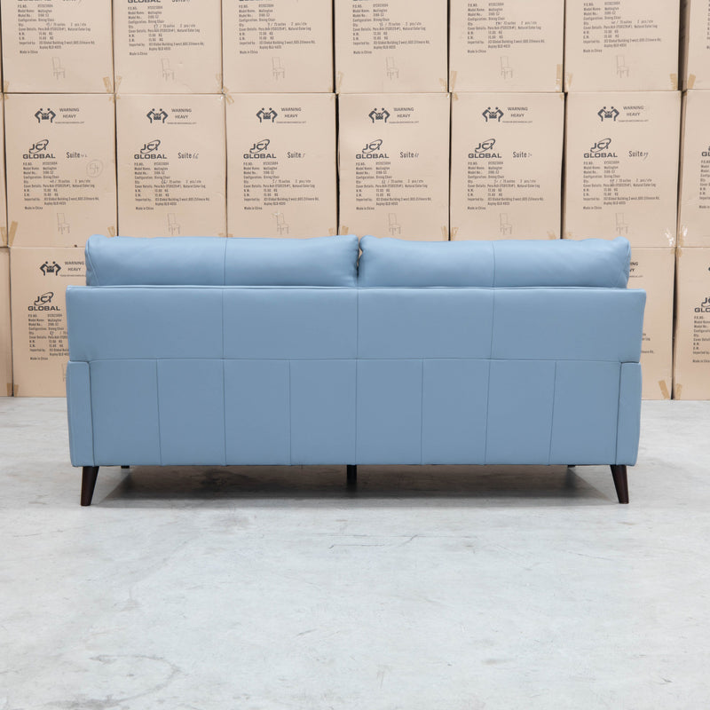 The Sabino Leather Two Seater Sofa - Sky available to purchase from Warehouse Furniture Clearance at our next sale event.