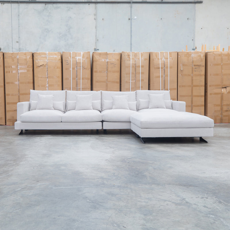 The Melbourne Deep Seat Feather & Foam Modular Corner Lounge - Biscuit