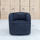 The Regis Swivel Armchair - Black Boucle Fabric available to purchase from Warehouse Furniture Clearance at our next sale event.