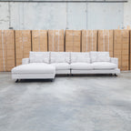 The Melbourne Deep Seat Feather & Foam Modular Corner Lounge - Biscuit available to purchase from Warehouse Furniture Clearance at our next sale event.