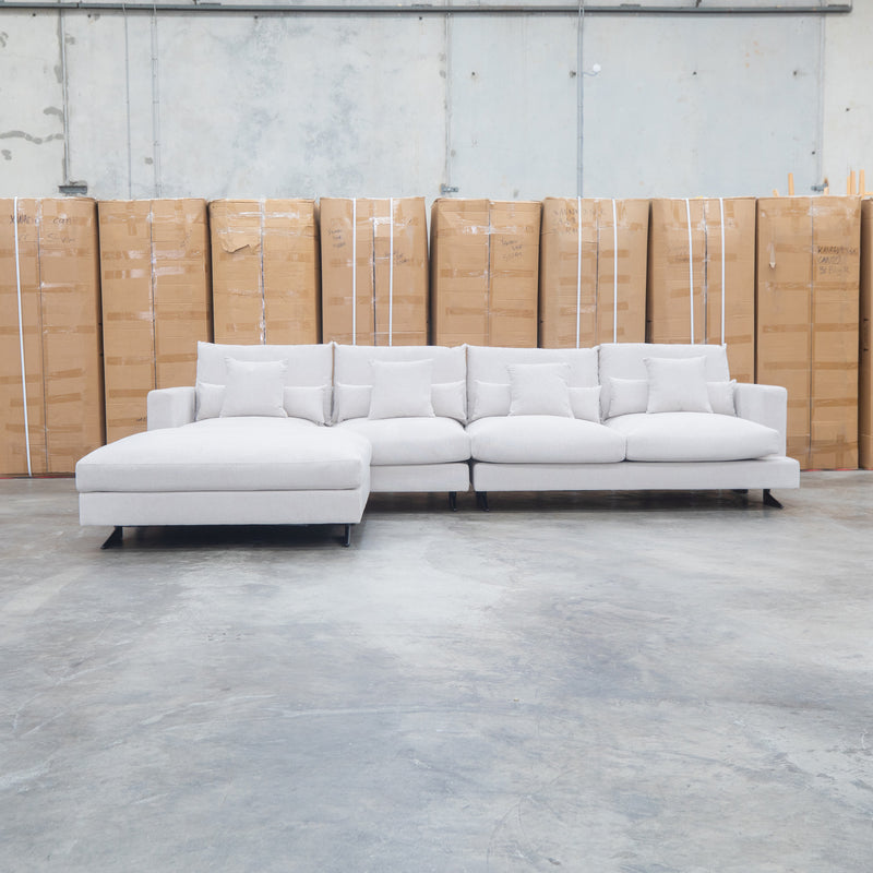 The Melbourne Deep Seat Feather & Foam Modular Corner Lounge - Biscuit