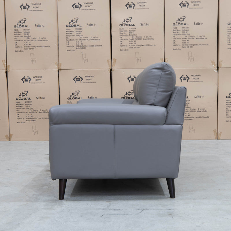 The Sabino Leather Three Seater Sofa - Dark Grey available to purchase from Warehouse Furniture Clearance at our next sale event.