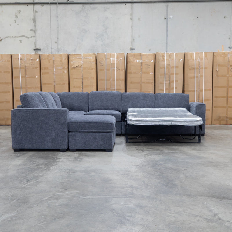 The Ashton Modular Corner Chaise Lounge with Sofa Bed - Licorice